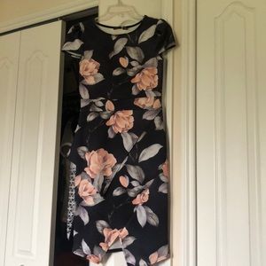 Black and peach floral dress size 6